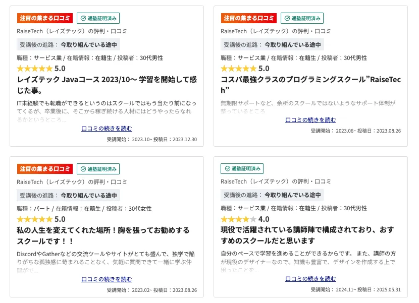 RaiseTechの口コミ