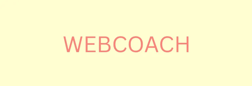 コーラルピンク×クリームイエローの「WEBCOACH」の文字
