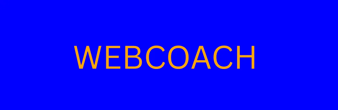 オレンジ×ブルーの「WEBCOACH」の文字
