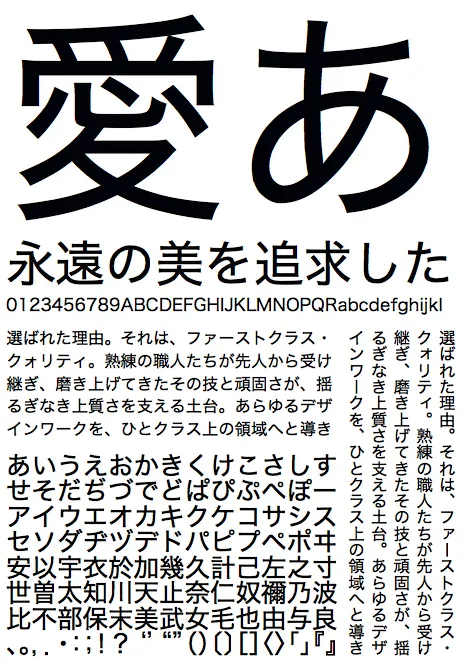 ヒラギノ角ゴシック　参考画像