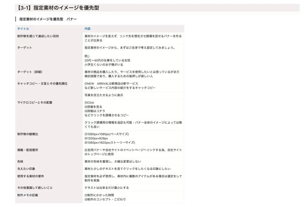 実践課題バナー道場の教材例